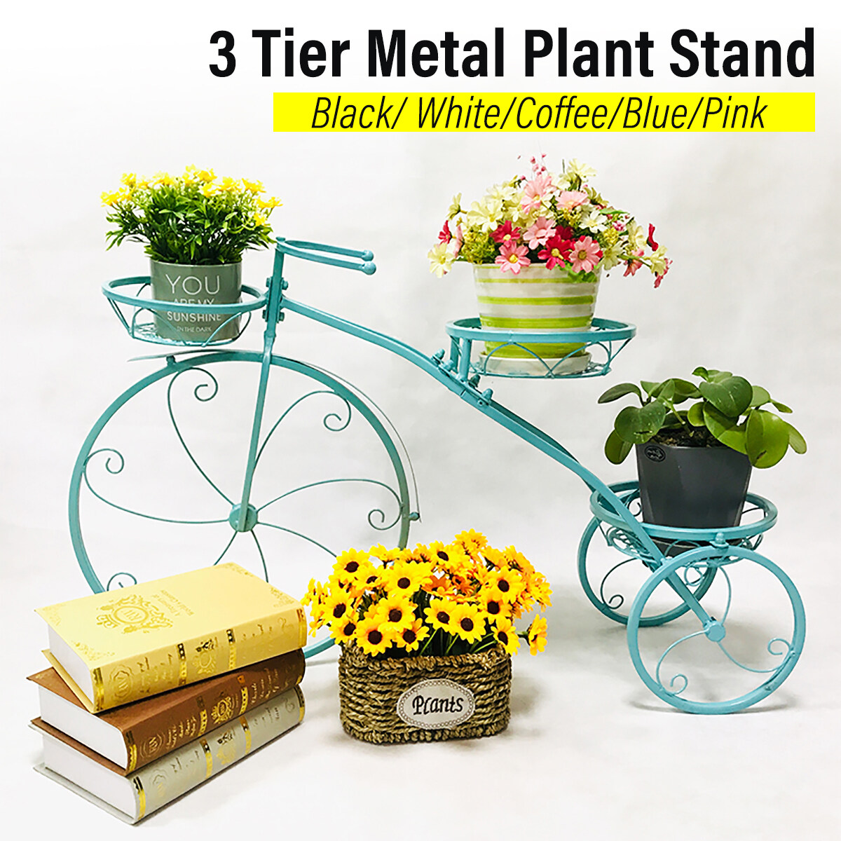 3 Tier Iron Plant Shelf Flower Rack Nordic Metal Floor Shelf Multi