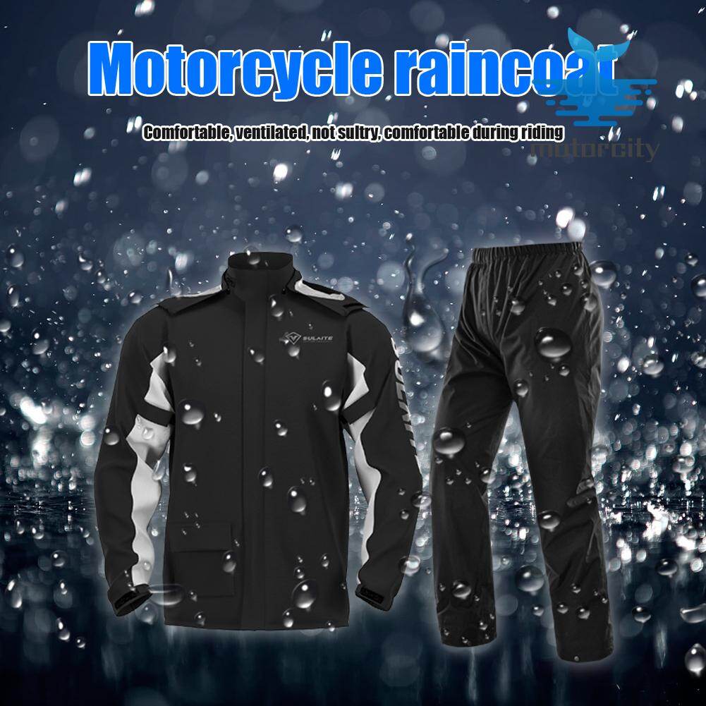 Bộ Đồ Đi Mưa Xe Máy SULAITE, Áo Mưa Phản Quang + Quần W/ Bọc Giày