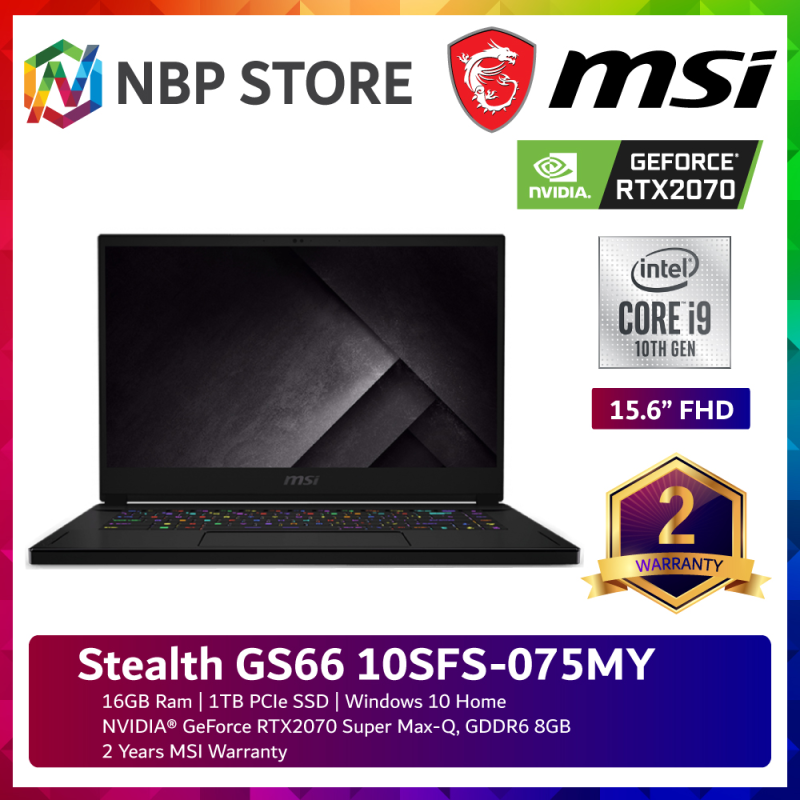 MSI Stealth GS66 10SFS-075 15.6 FHD 300Hz IPS Gaming Laptop ( i9-10980HK, 16GB, 1TB SSD, RTX2070 8GB Super Max-Q, W10 ) Malaysia