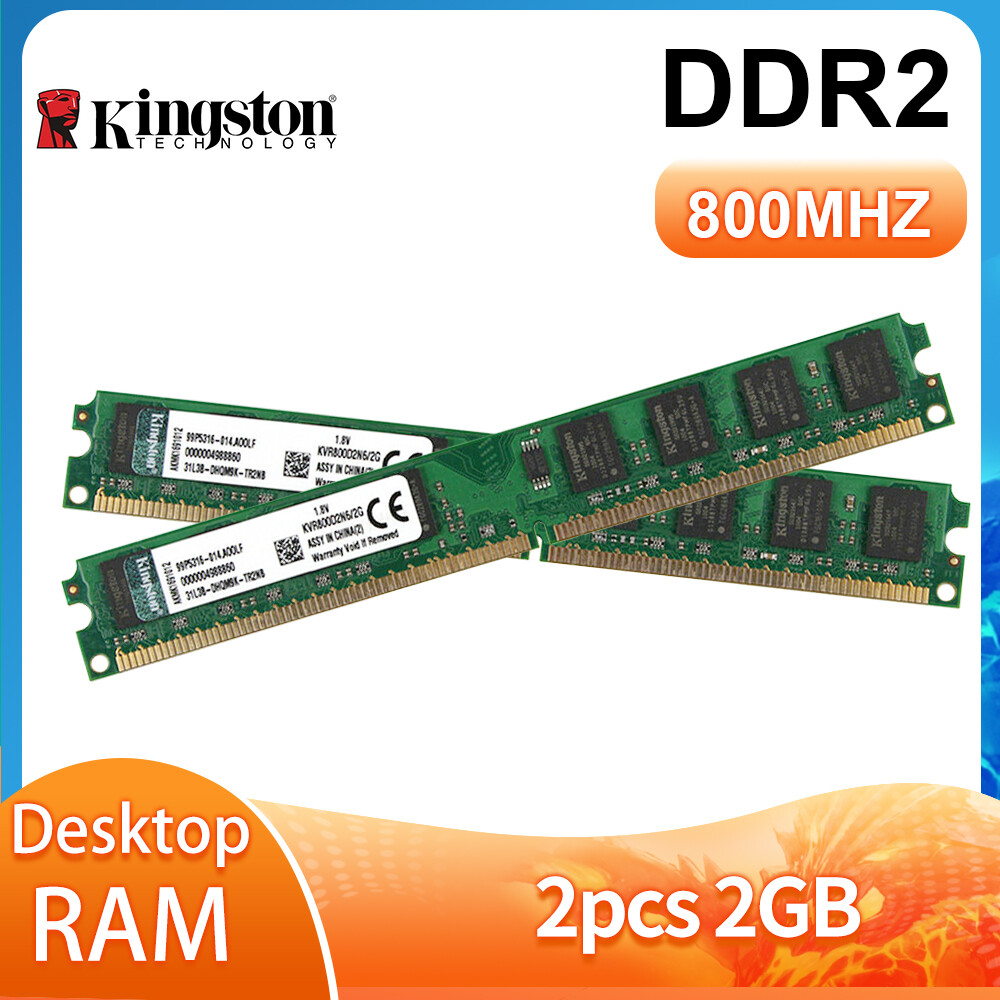 King ston ram 4gb 2pcs ddr2 800mhz pc2 6400u 240pin dimm king ston pc desktop memory low density ram