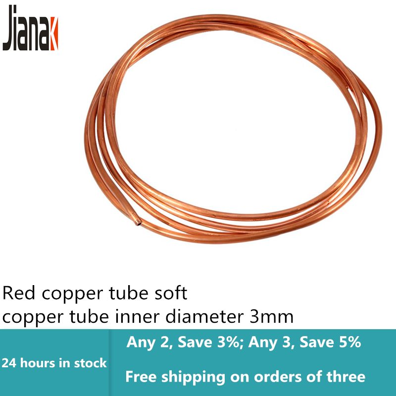 2M Soft Copper Tube Pipe OD 4mm x ID 3mm for Refrigeration Plumbing