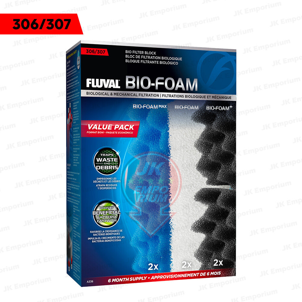 Fluval Bio-Foam Max Media 6-Pack - Filter Pads For 406 & 407 Aquarium Filters