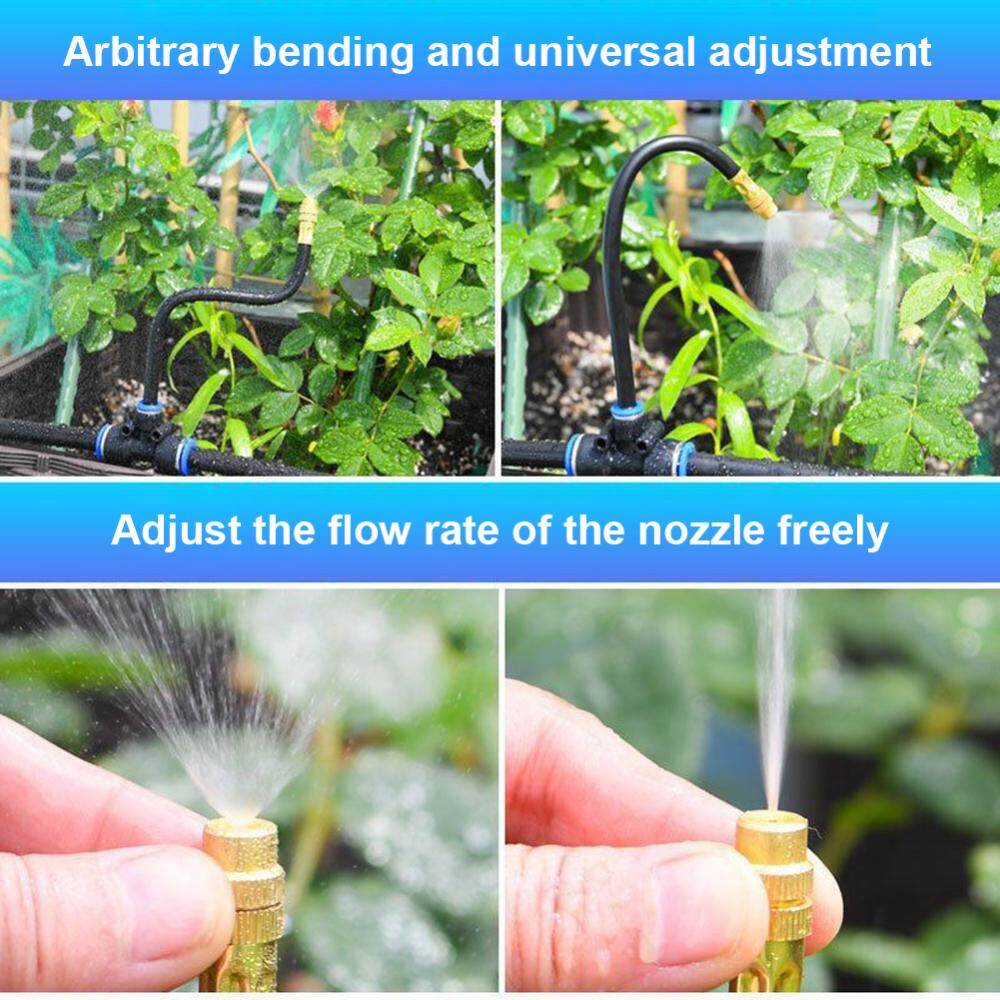 【NEW】 5M/10M Automatic Watering Kit with 20cm Rotating Copper Nozzle Atomizing Sprayer Adjustable Misting System Kit for Garden/Lawn/Agricultural Irrigation