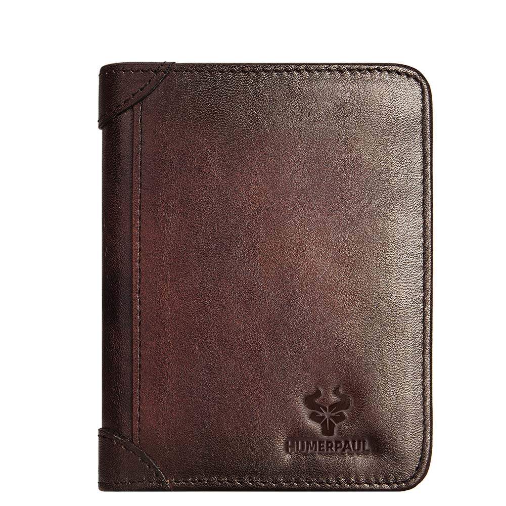 Humerpaul men's for wallet purse cow leather double fold wallet p-722