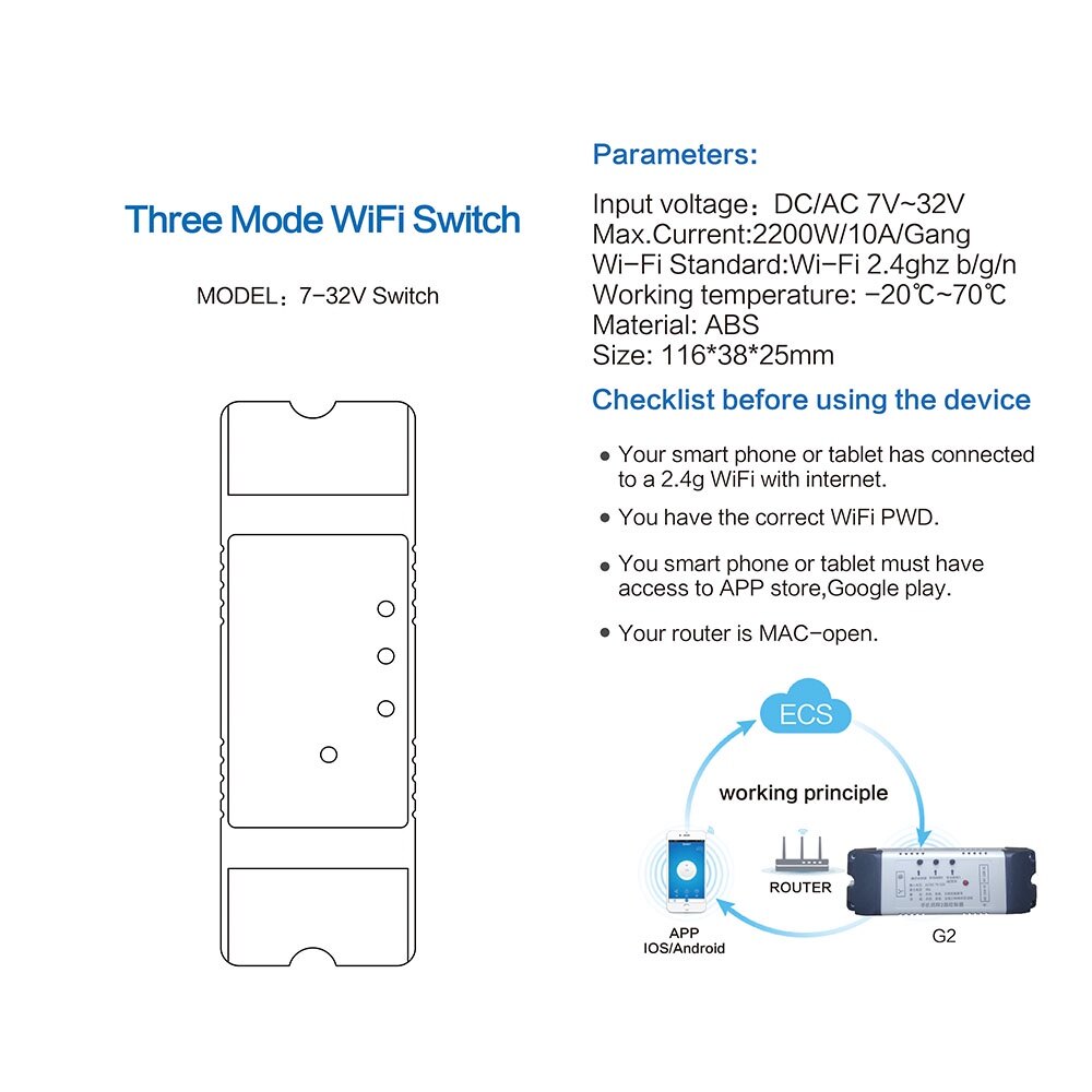 FocusAi Cửa Điều Khiển Từ Xa EWeLink 2 Kênh Module Chuyển Tiếp WiFi Smart Home APP Công Tắc Điều Khiển Từ Xa DC 7-32V