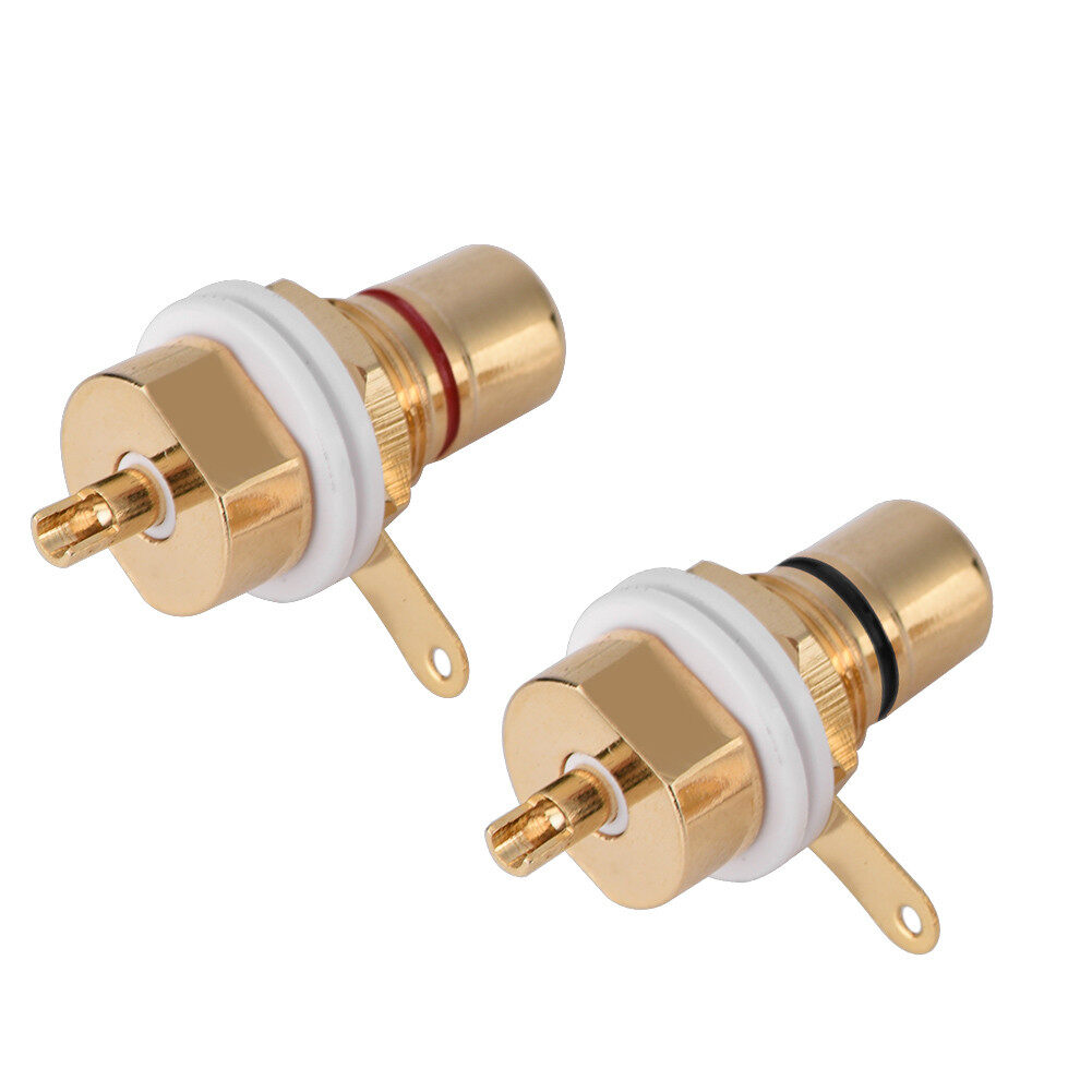 2 Cái Mạ Vàng Đồng Bảng Điều Khiển RCA Gắn Nữ Jack Terminal Ổ Cắm Kết Nối Âm Thanh
