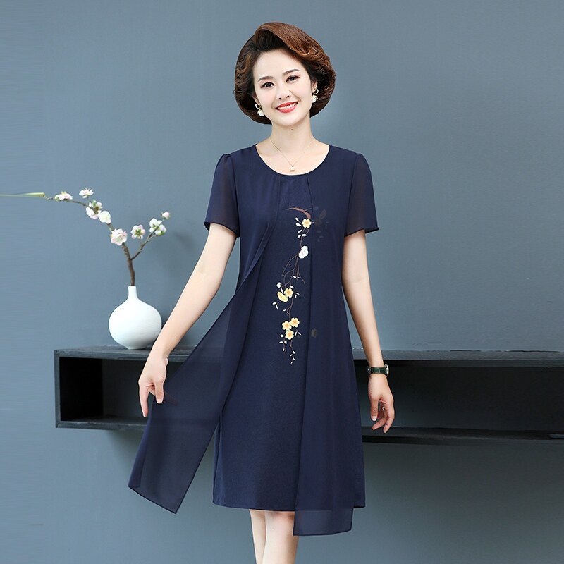 【Mar】 Xi mother-in-law wedding outfit senile chiffon dress the noble ...