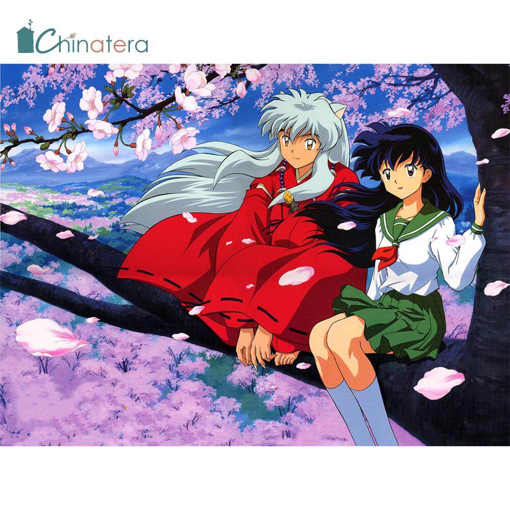 [Chinatera] Inuyasha 5D DIY Full Round Rhinestones Diamond Painting Japanese Anime Kagome Character Embroidery Kits Needlework Set Cross Stitch Mosaic Art Craft Home Decor Gifts
