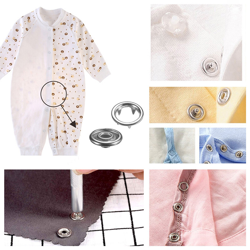Pzcf Bộ 100/200 Bộ Dụng Cụ Bấm Khuy Bấm Nút Bấm May Vá Kim Loại Kìm Bấm Màu Đủ Loại Tự Làm Trang Phục Quần Áo
