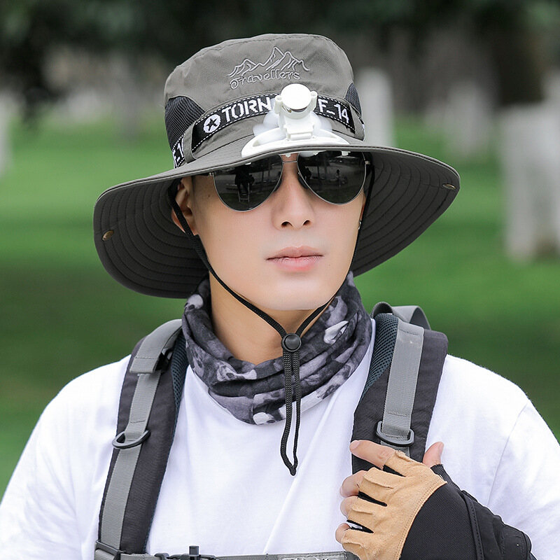 Hanlu Men's sun hat outdoor sun protection hat sun hat breathable men hat with fan