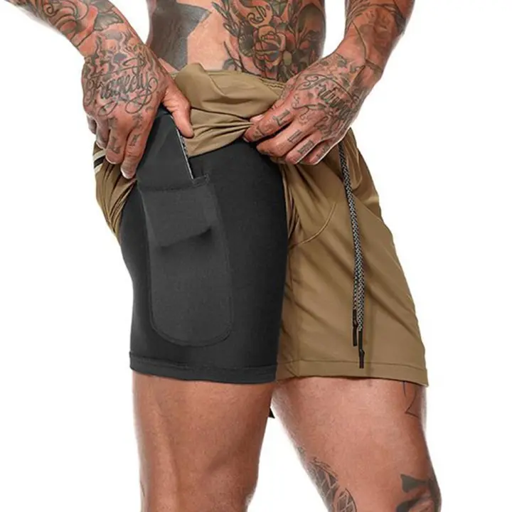2 in 1 shorts phone pocket