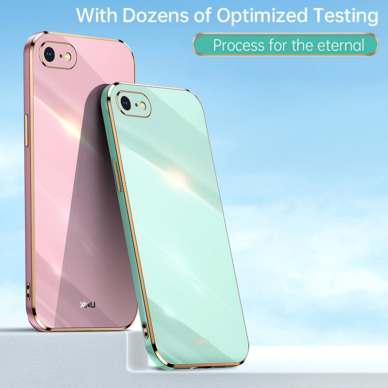 LANLIN For iPhone 6 6s iPhone 6 Plus 6s Plus Phone Case 6D Plating Soft Casing Silicone Square Frame Shiny Bling Back Cover For iPhone 6 Plus/iPhone 6 Case