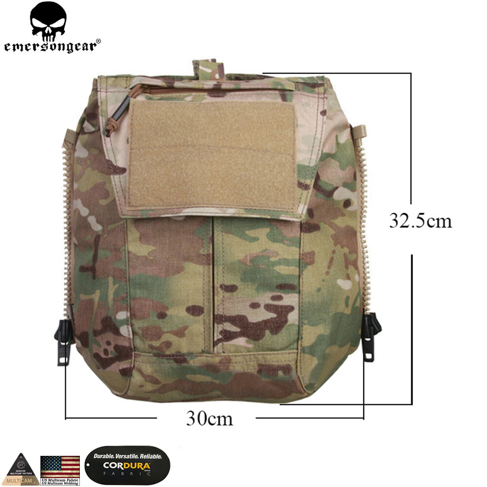 EmersonGear Tactical Vest Panel Back Pocket Zippered Panel Accessory Backpack for AVS JPC2.0 CPC Vest