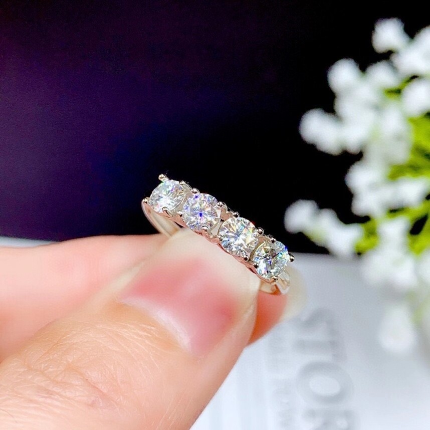 Exquisitie crackling moissanite gem ring women jewelry gift engagement ring wedding shiny better than diamond real 925 silver