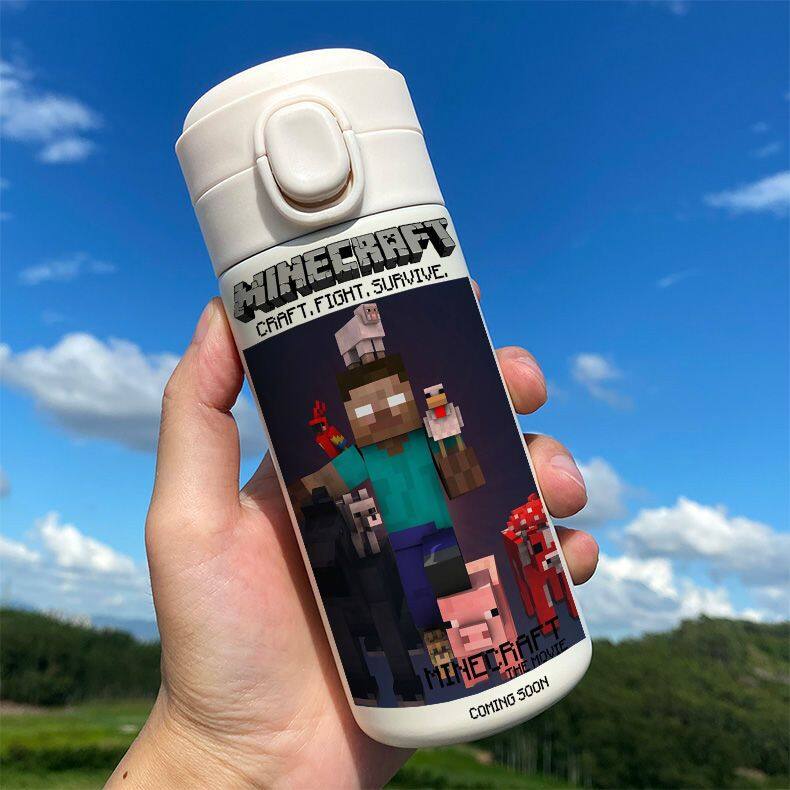 Minecraft My World's Peripheral Thermos Cup Two-dimensional Steve Creeper Is Bounce Portable Water Cup