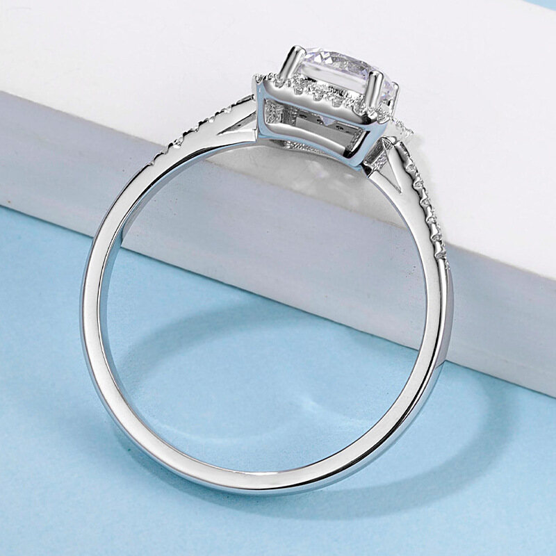 Classic Laboratory Diamond Square Ring 1 Carat D Moissanite Passes Diamond Testing S925 Silver High Grade Jewelry Wedding Ring Engagement Ring Women's Gift