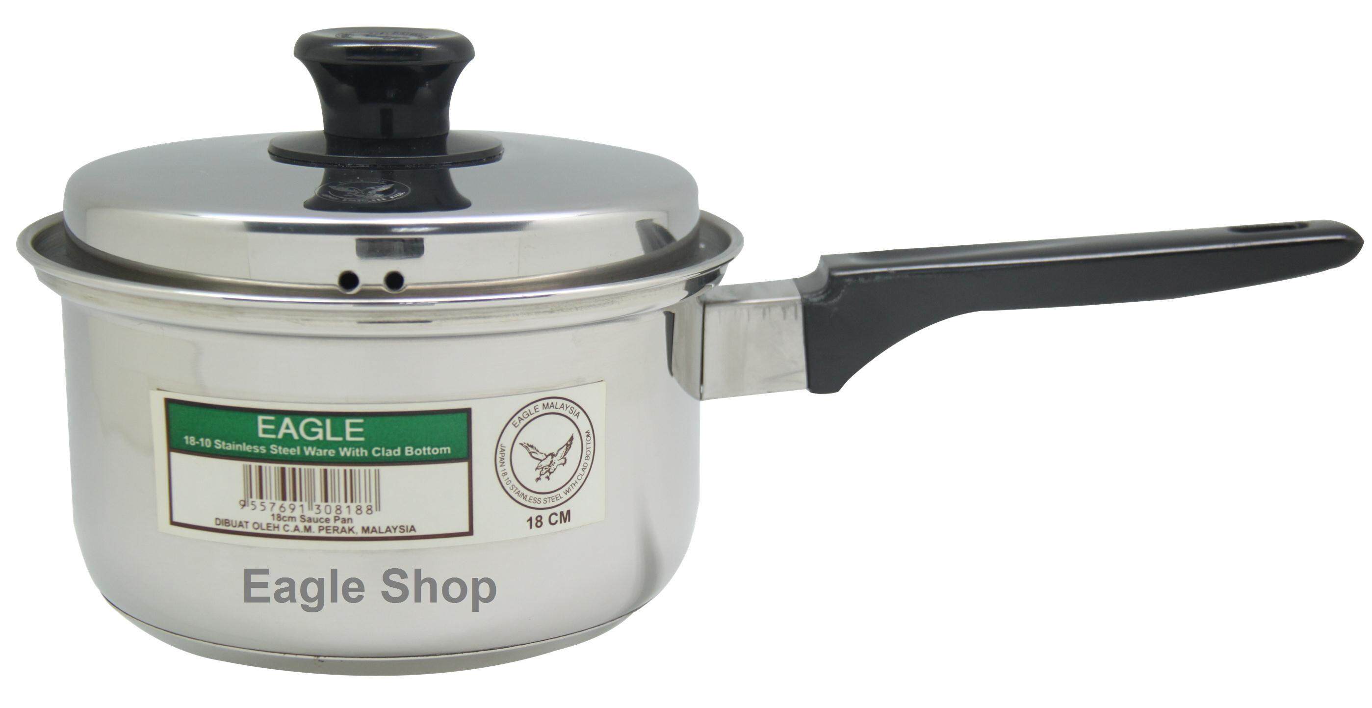 EAGLE Stainless Steel 18cm Sauce Pan 5 Ply Bottom Lazada