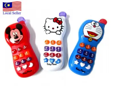 Ready stock Cartoon Baby Phone With Nursery 12 Wonderful Music Light For Kids Children Gift Birthday Early Learning Educational
