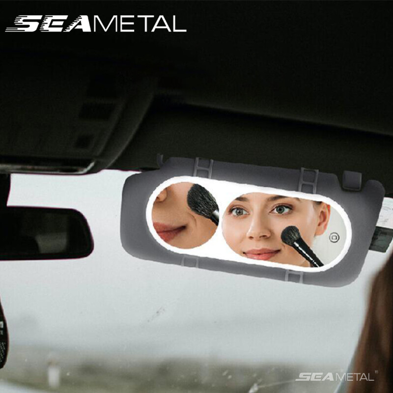 SEAMETAL Car Sun Visor Vanity Mirror with Led Light Car Makeup Mirrors Car Interior Accessories