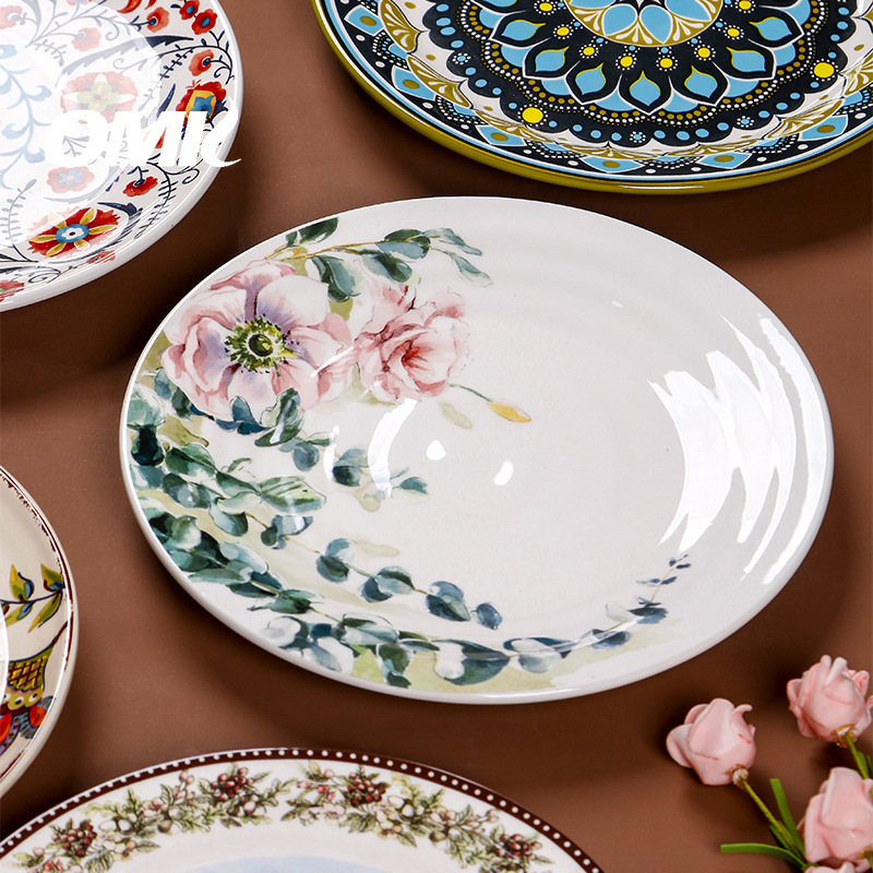 OMK American Ceramic 9 inch Dinner Plates