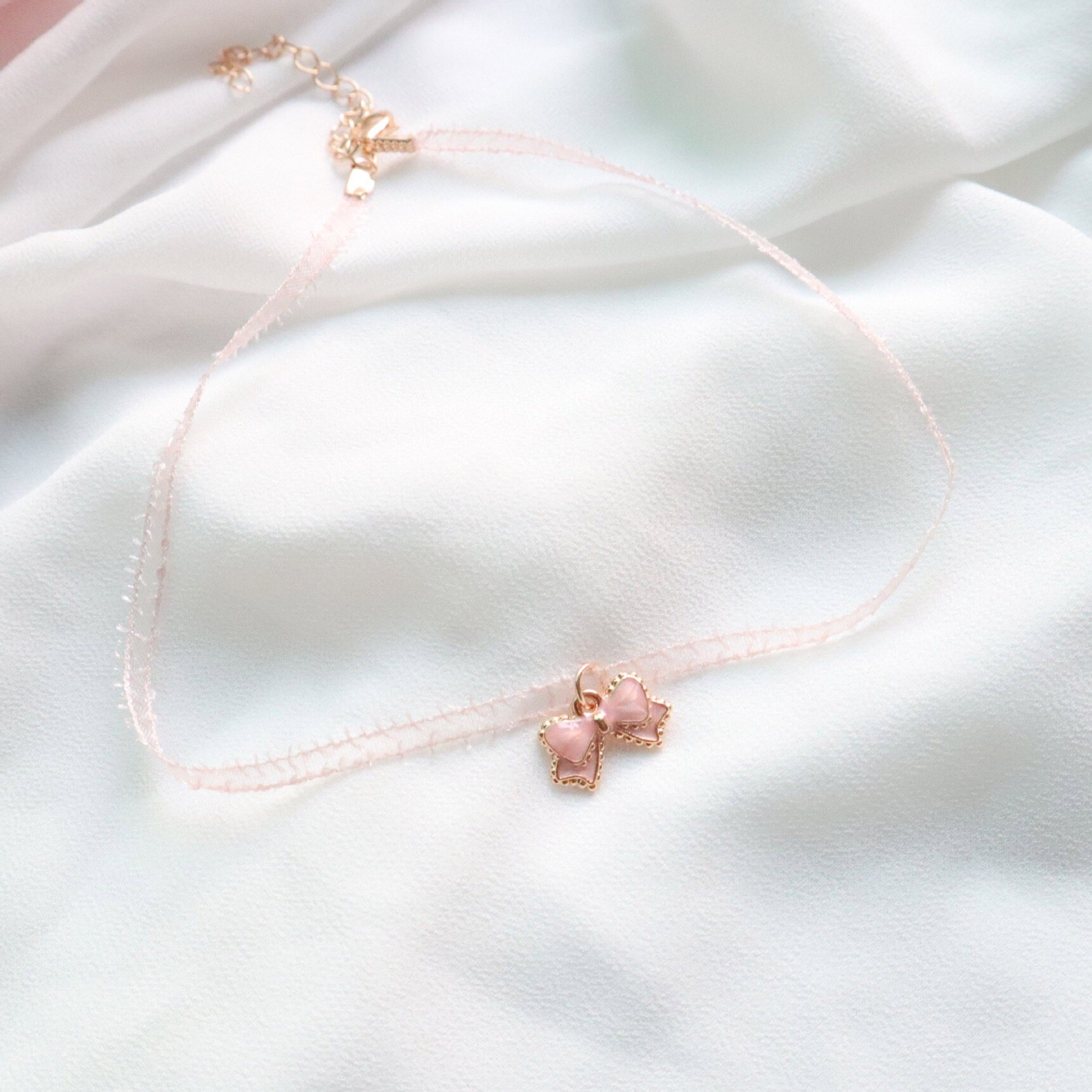 Japanese and Korean style necklace women's pink choker pendant collarbone chain
