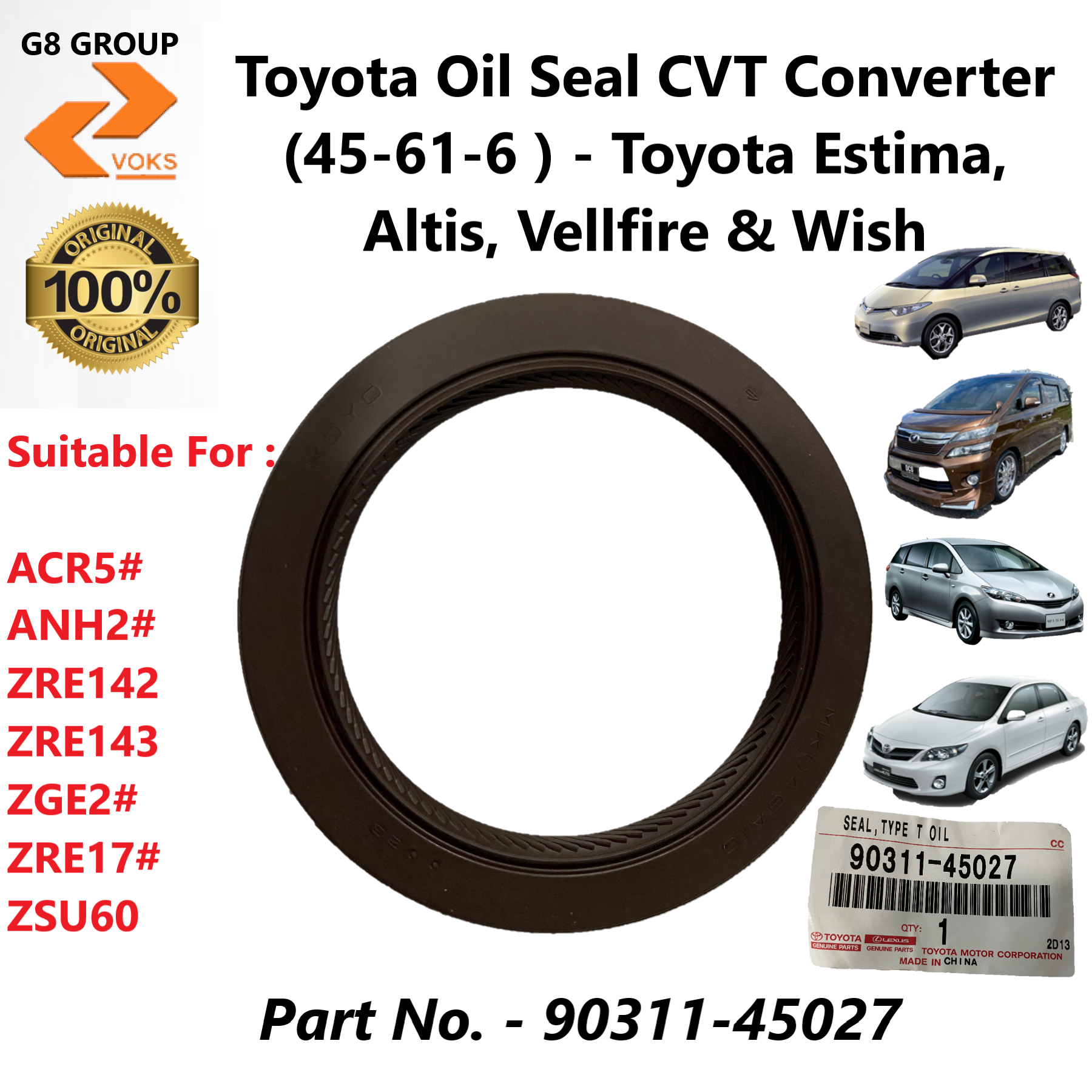 Toyota Oil Seal CVT Converter ( 45616 ) Toyota Extima, Altis
