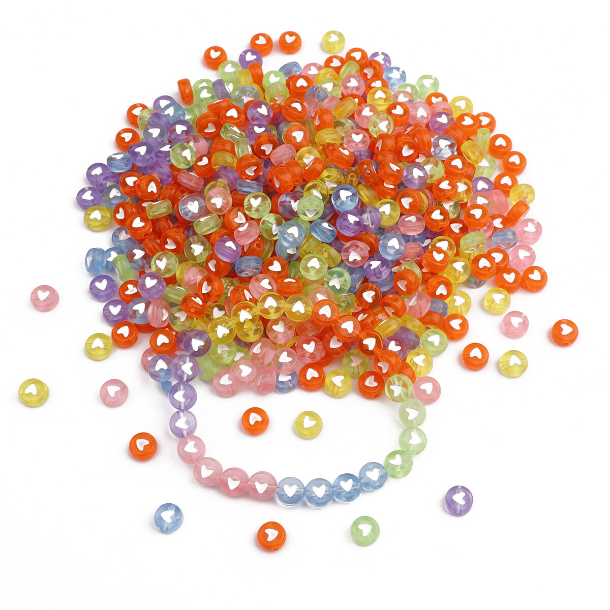 Flat Round Love Heart Acrylic Beads Loose Spacer Beads For Jewelry Making Handmade Diy Bracelet Necklace