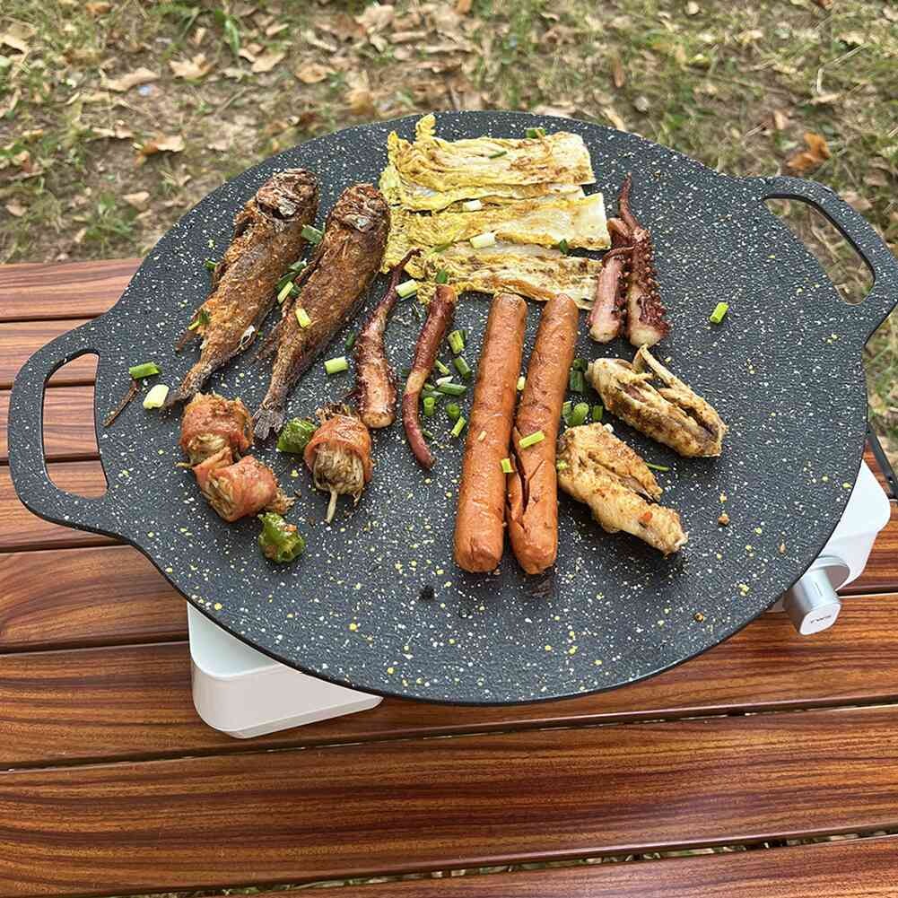 29/33/36CM Baking Dishes Pans Non-stick BBQ Grill Pan Multi-purpose Induction Cooker Round for Outdoor Camping Kitchen Bakeware Household Tools