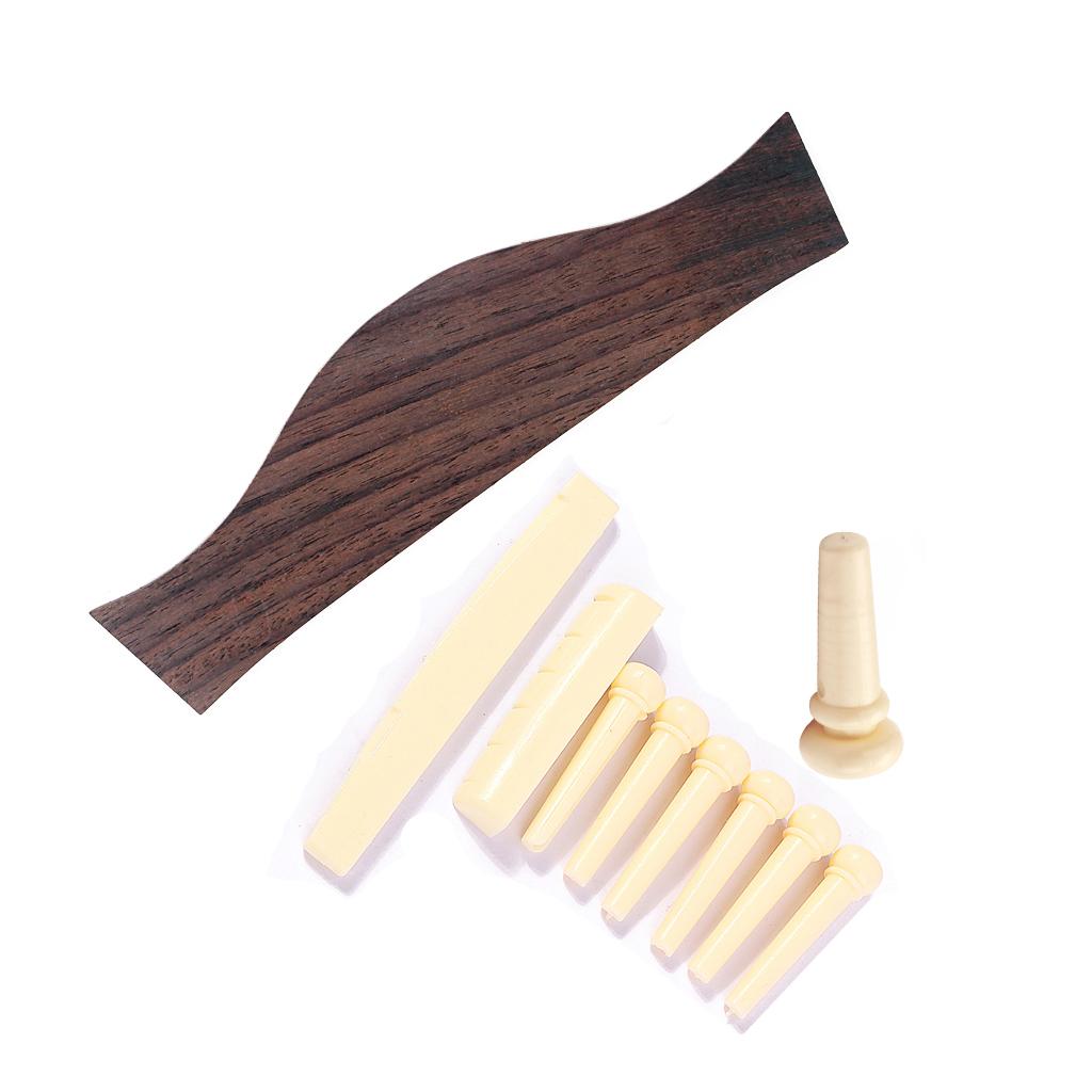 Cây Cầu Gỗ Hồng Mộc Đàn Guitar Dân Gian Baoblade + Chân Cầu Xương Bộ Đai Ốc Yên Ngựa