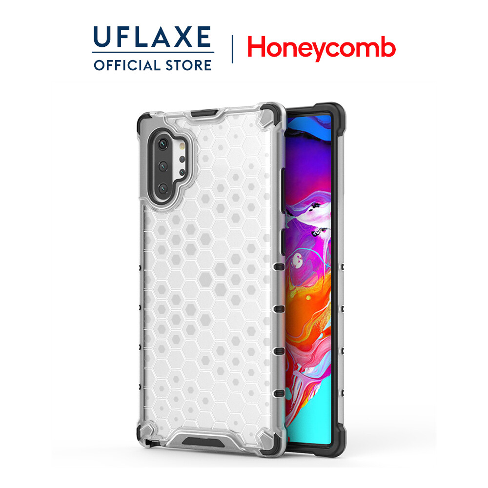 UFLAXE Honeycomb Shockproof Hard Case for Samsung Galaxy Note 10 / Note 10 Plus / Note 10 Lite Full Protection Clear Translucent Case Durable Back Cover anti-shock Protective Casing