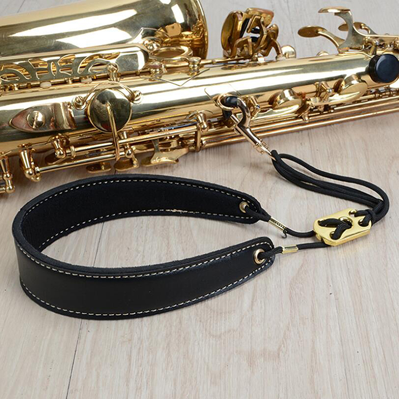 Ginni Adjustable Saxophone Neck Padded Leather Strap Sax Harness Hanging Belt Strap