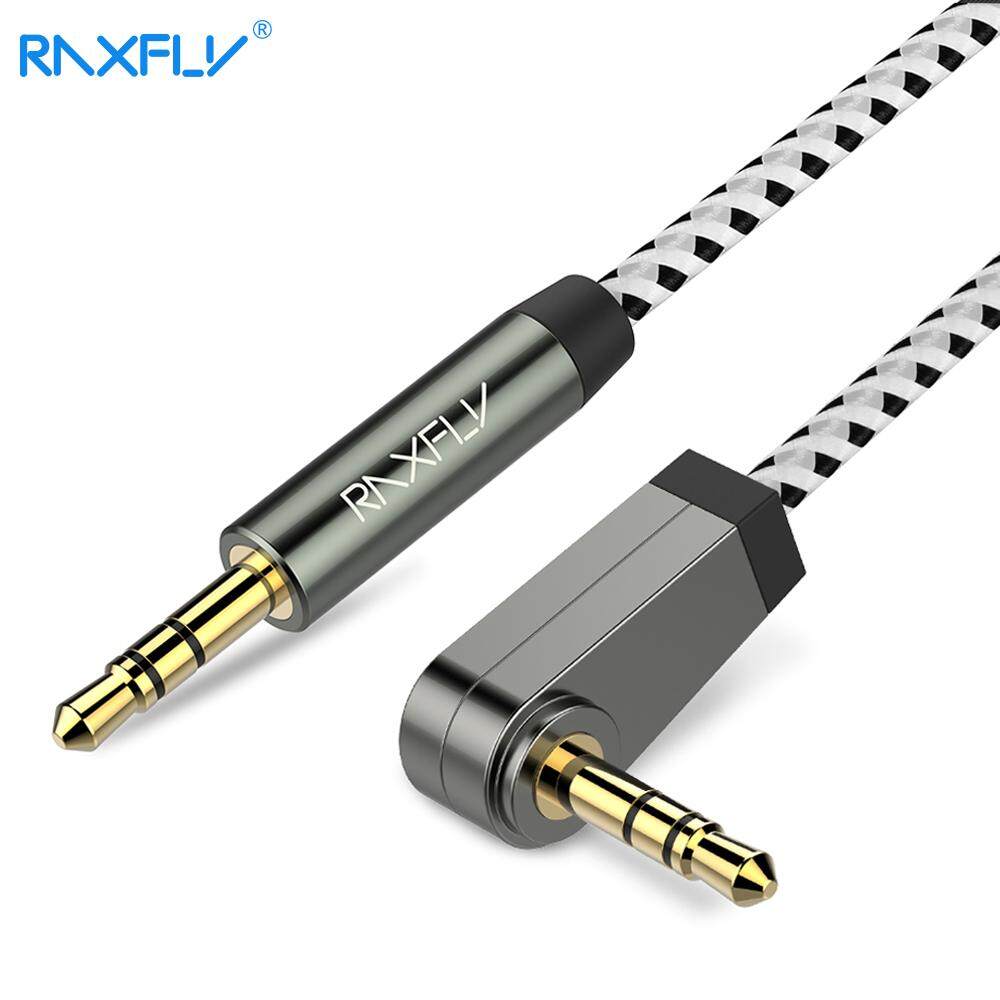 Raxfly 3.5 Mm Kabel AUX untuk Speaker Mobil 3.5 Jack Male Ke Male Kabel Audio 90 Derajat Sudut Jack 3.5 untuk Headphone MP3-0.5M /1 M/2 M