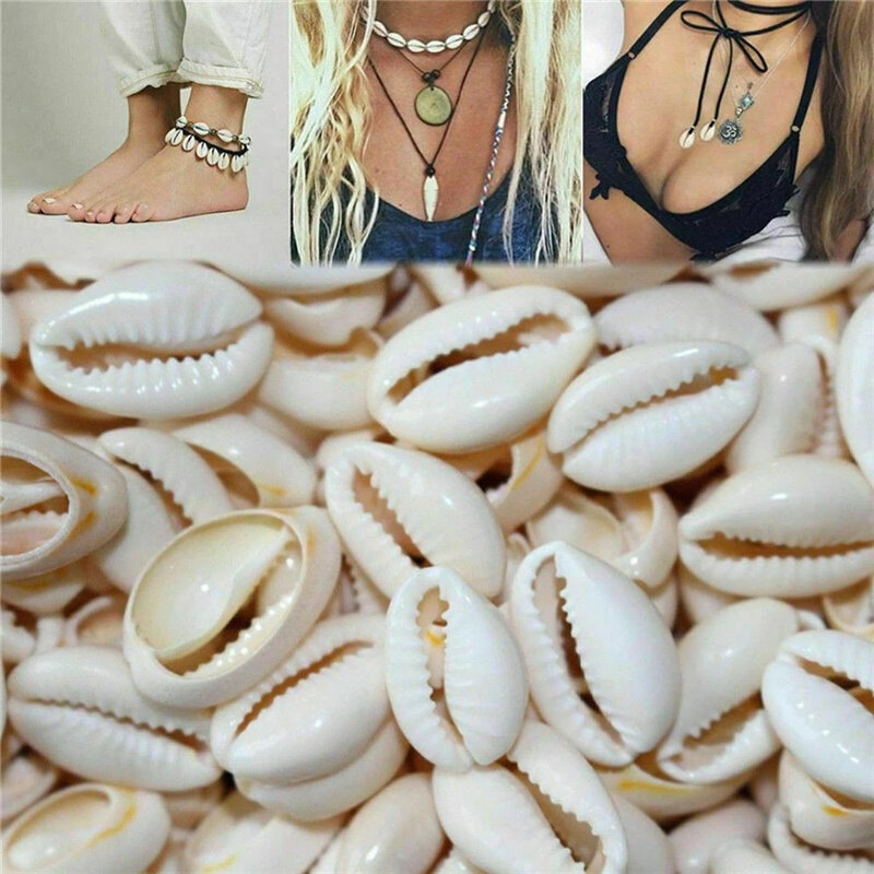 50Pcs White DIY Sea Shell Cowrie Cowry Charm Beads Beach Jewelry Accessories for Women Sea Shells Earrings Bracelet Necklace