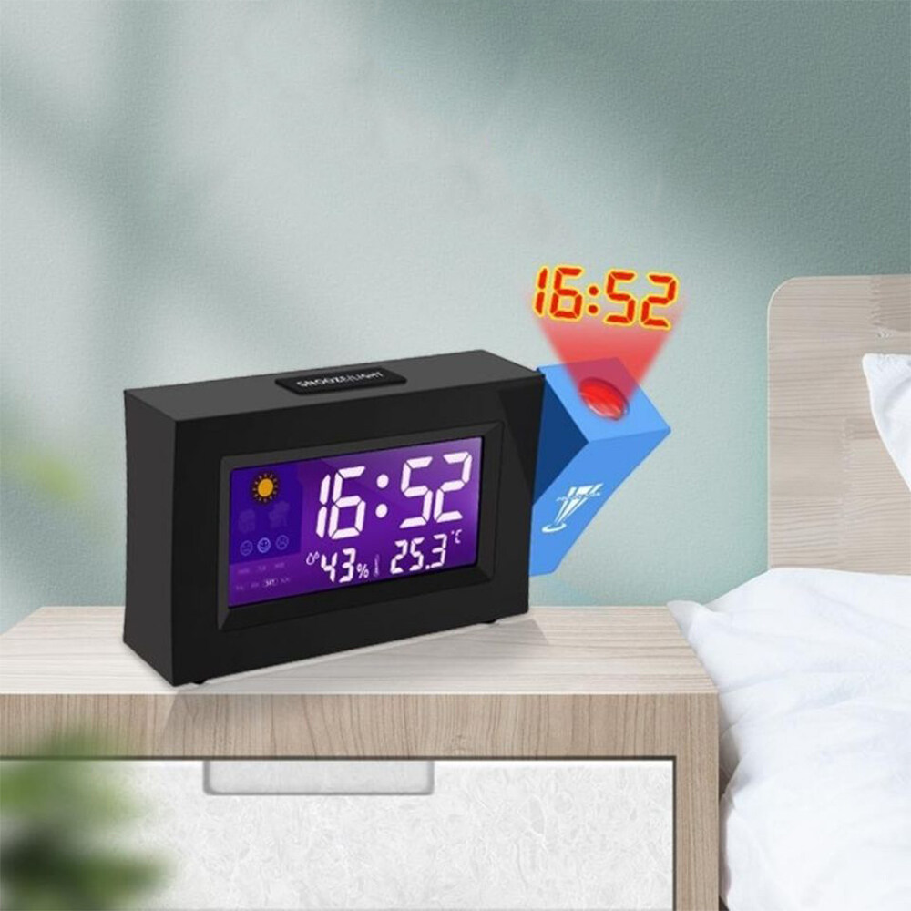 【In Stock】ZIR Projection Alarm Clock Digital Clock Projector on Ceiling with Temperature Display Dual Alarms Weather Forecast