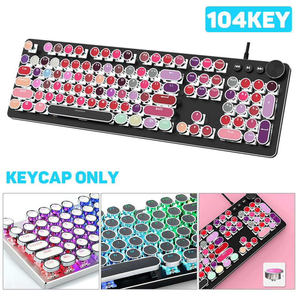 104Pcs/Set PBT Universal Round Key Cap Keycaps for Cherry MX Mechanical Keyboard