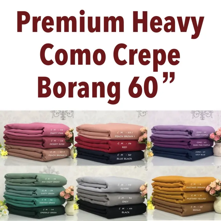 Kain Pasang Plain Crepe Premium Heavy Como Crepe Bidang 60 Cm Lazada