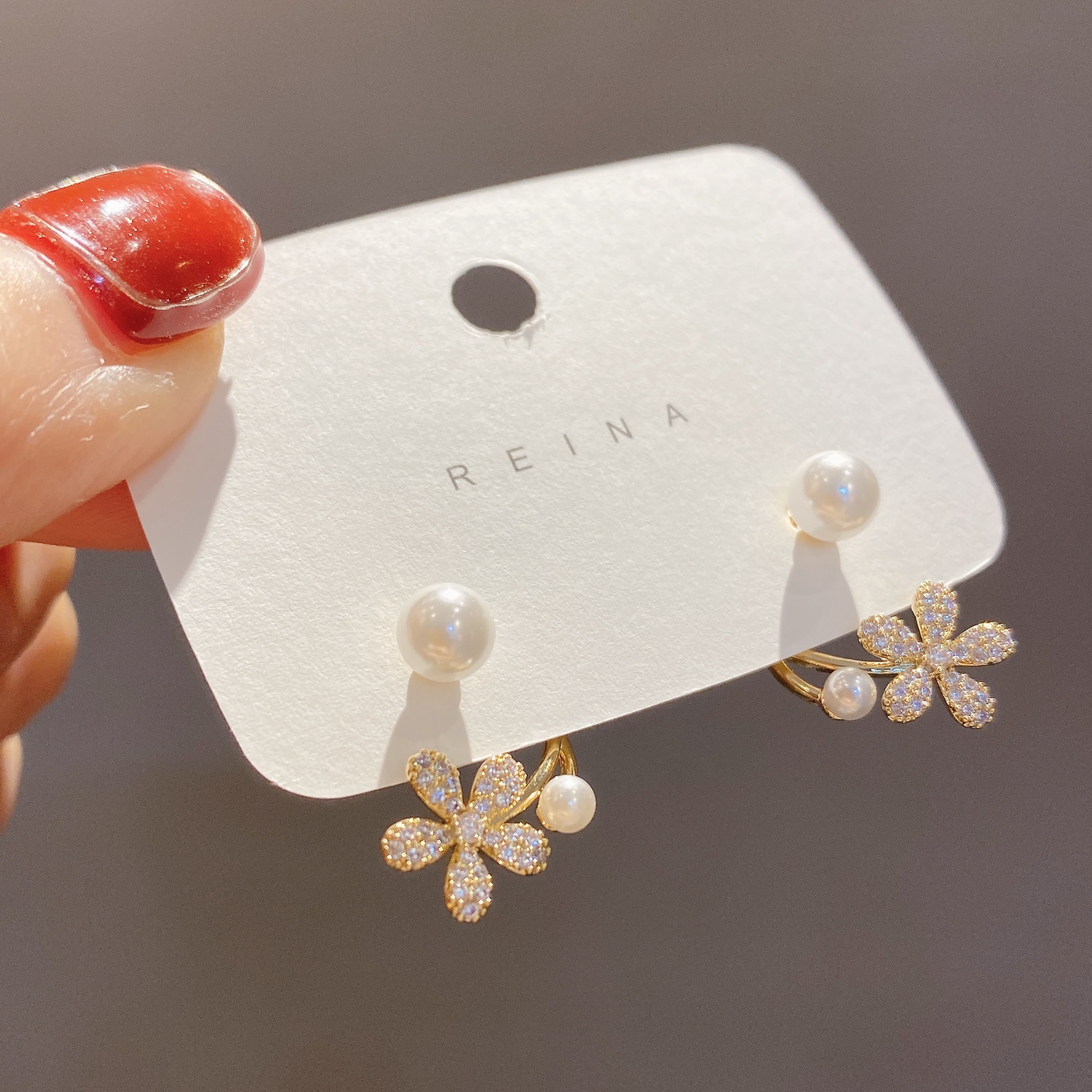 Frascati Bông Tai Hình Học Ngọc Trai Hoa Zircon Thiết Kế Đơn Giản Hàn Quốc Mới Khuyên Tai Dạng Hạt Bất Đối Xứng Cho Nữ Quà Tặng Trang Sức Nữ