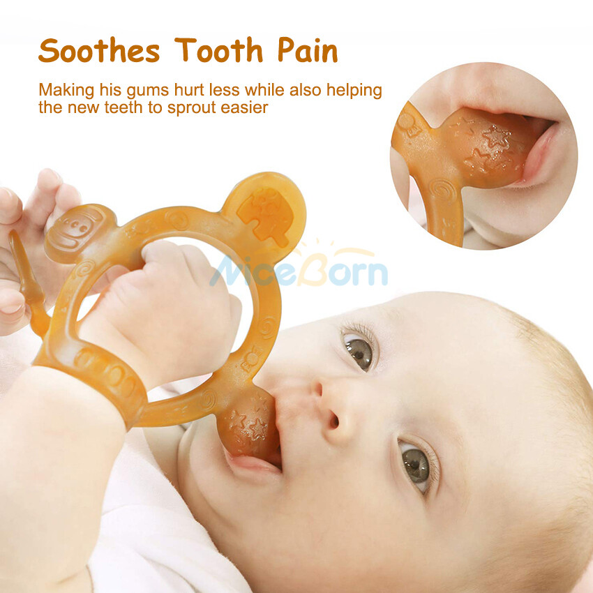NiceBorn Baby Silicone Teethers  Wristband Teether Newborn Chewing Bite Pacifiers Teethers Smoother Teether Baby Toy BPA Free Toddlers Infant Soother Mini Cute Baby Adjustable Chew Teething Toys for Soothing Sore 3-12 Months Babies