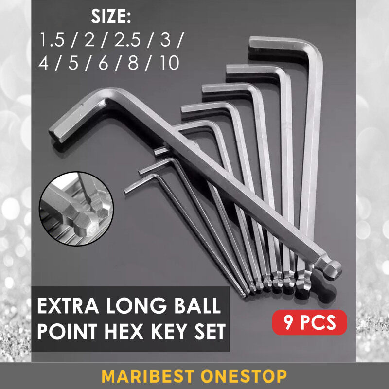 9PCS EXTRA LONG BALL POINT HEX KEY SET