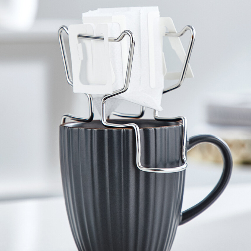 Stainless Steel Reusable Holder For Japanese Style Disposable Ears Drip Bags Coffee Cup Dripper Baskets Filter Paper Bag Shelf