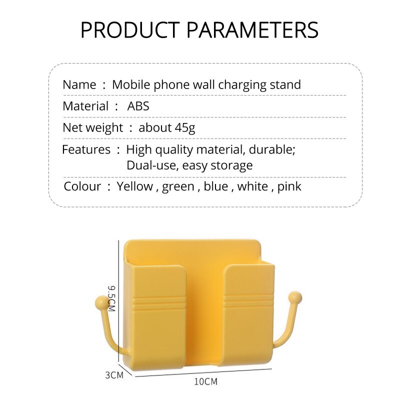 FONKEN Phone Holder Wall Mounted Organizer Storage Box Remote Control Mounted Mobile Phone Plug Wall Holder Charging Multifunction