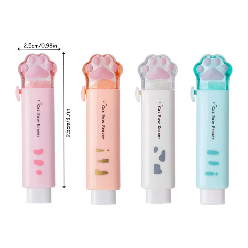 【YIDEA HONGKONG】Cat Paw Shaped Retractable Erasers Cute Rubber for Kids Push-Pull Rubber Eraser for Students Writing