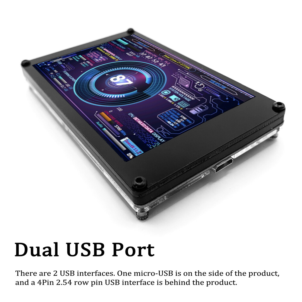 Smart Sensor Màn Hình Hiển Thị IPS 3.5 Inch Màn Hình Phụ Màn Hình Mini Màn Hình Dọc Ngang Chuyển Đổi Cổng USB Kép Xoay 360 ° Cho Máy Tính Raspberry Pi Khung Máy Vi Tính ITX