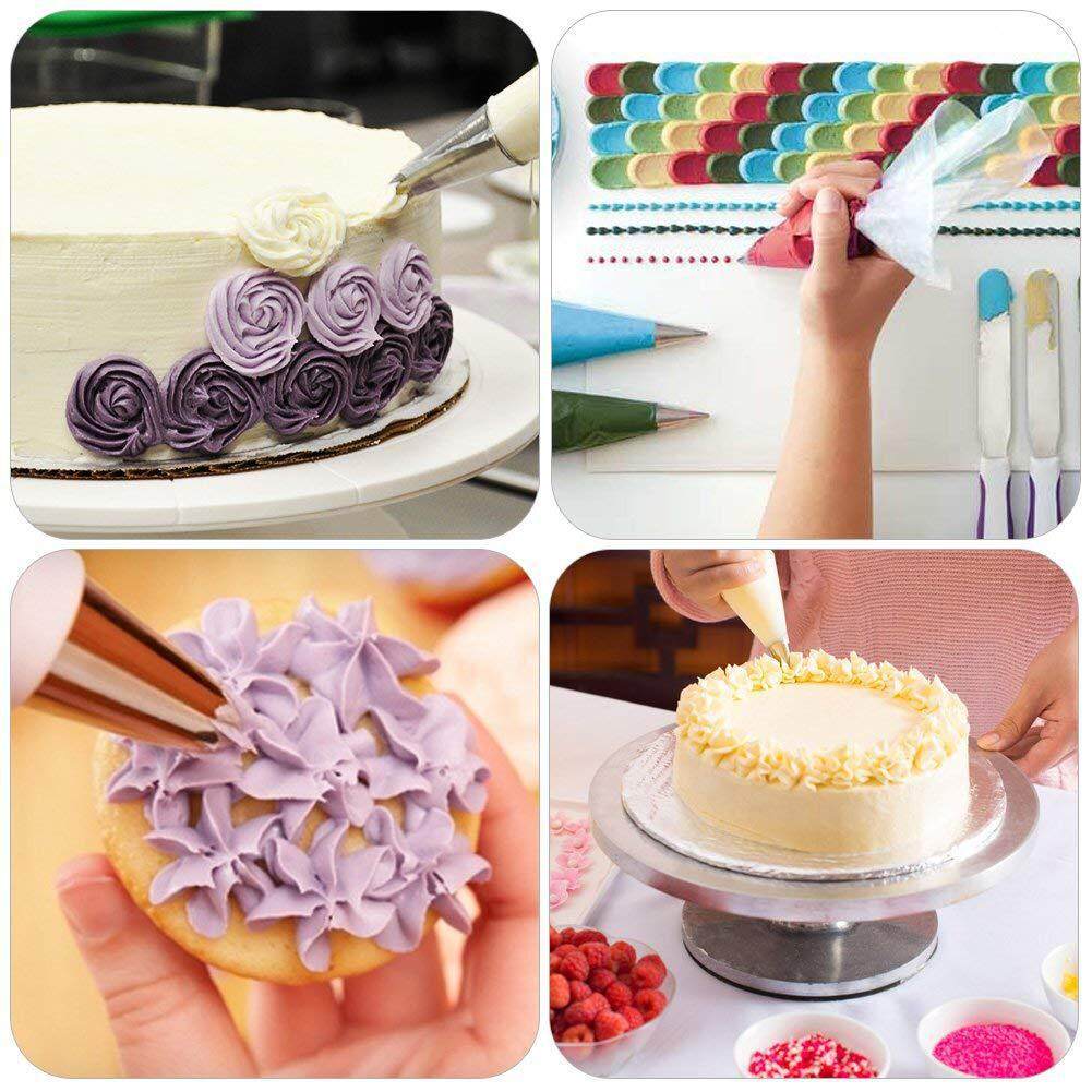 Bộ dụng cụ trang trí bánh bàn xoay 164 chi tiết, dụng cụ trang trí bánh chống trượt, Tự làm bánh