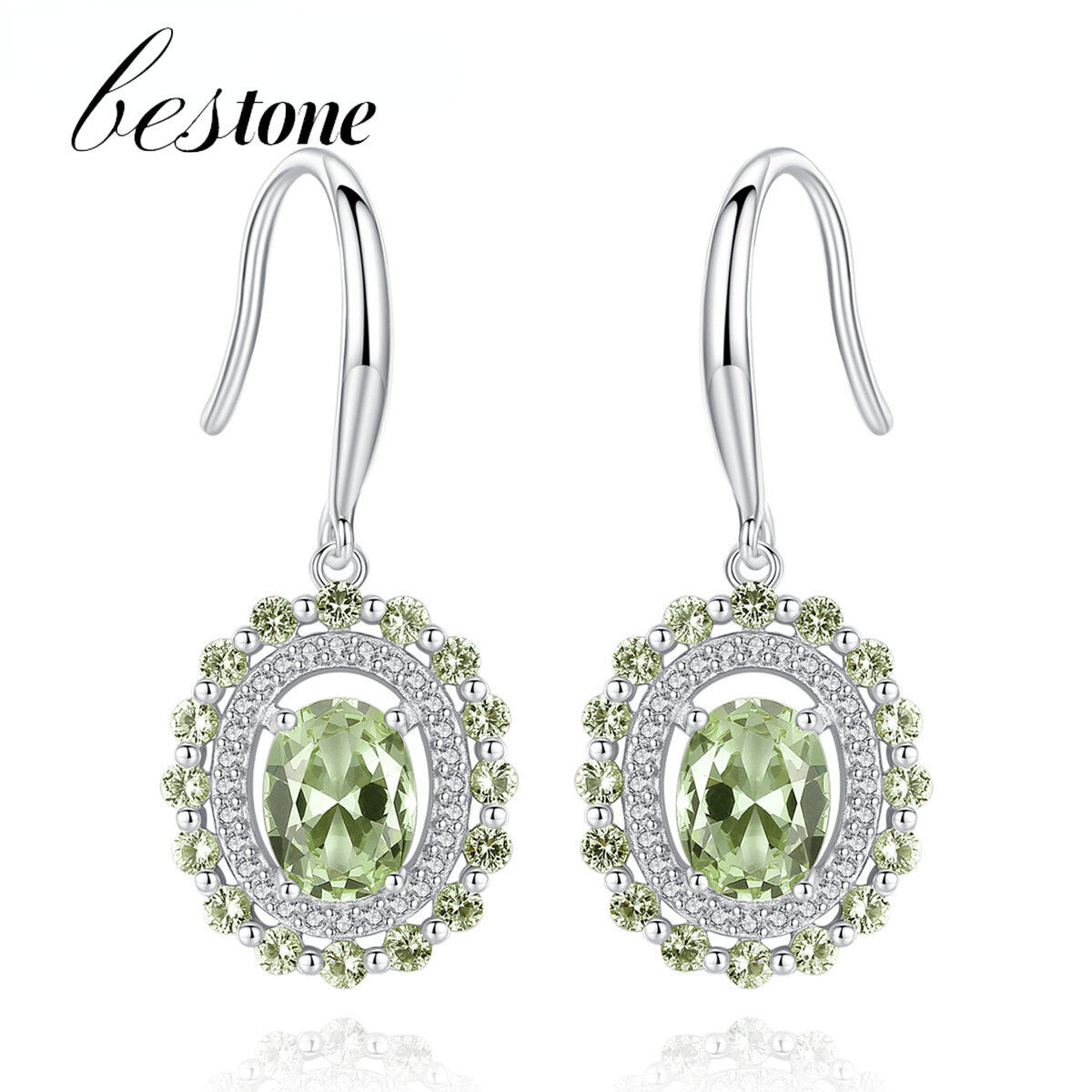 High-end Earrings S925 Silver Ear Hook Inlaid Peridot Earring