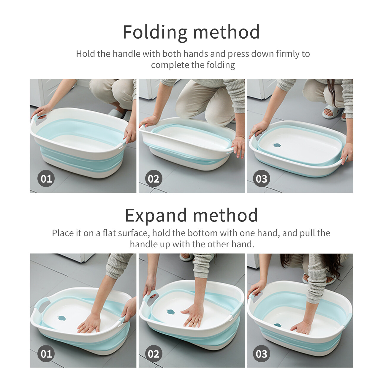 CNMF Foldable Laundry Tub Extra Large Baby Bath Tub Household Rectangular Plastic Foot Basin
