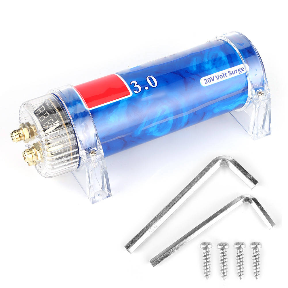【Siêu bán】Bộ Khuếch Đại Tụ Điện Âm Thanh Xe Hơi Farad 3.0 Bộ Điều Chỉnh Bộ Ổn Định Phụ Tùng Ô Tô Sửa Đổi Màu Xanh Dương