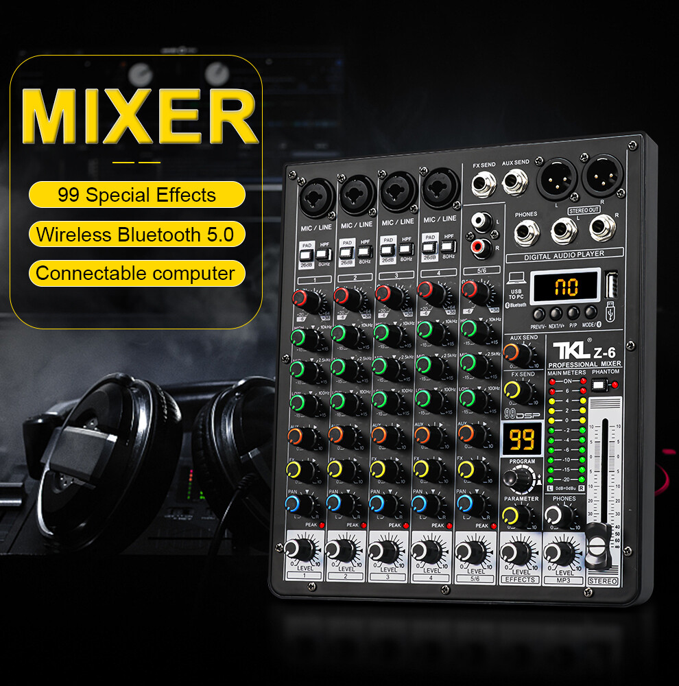 TKLBLS Z6 professional 6-channel mixer balanced 99DSP Bluetooth USB interface stage home party