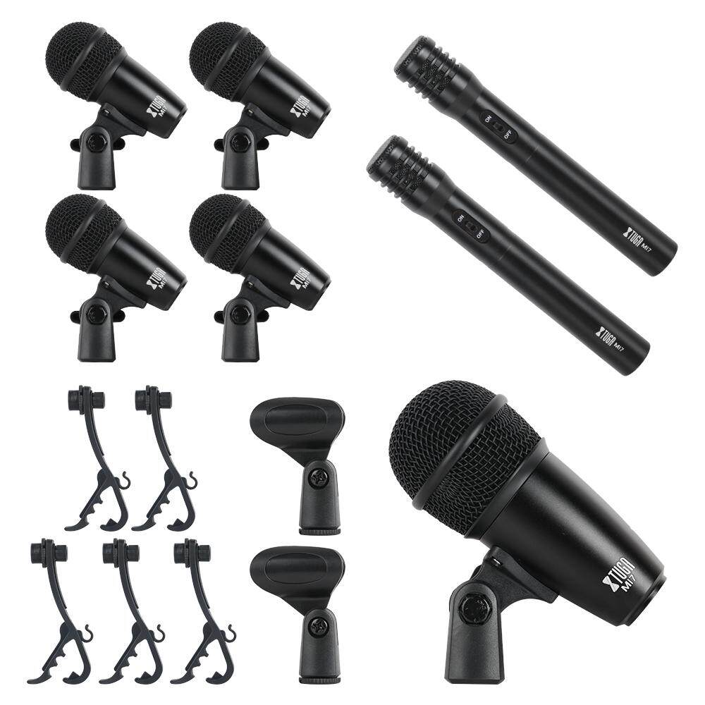 Use For Drums Inserts Vocal Mics Holder XTUGA NEW MI7 7-Piece Metal Wired Dynamic Drum Mic Kit- Kick Bass Other Instrument Complete with Thread Clip Tom//Snare /& Cymbals Microphone Set