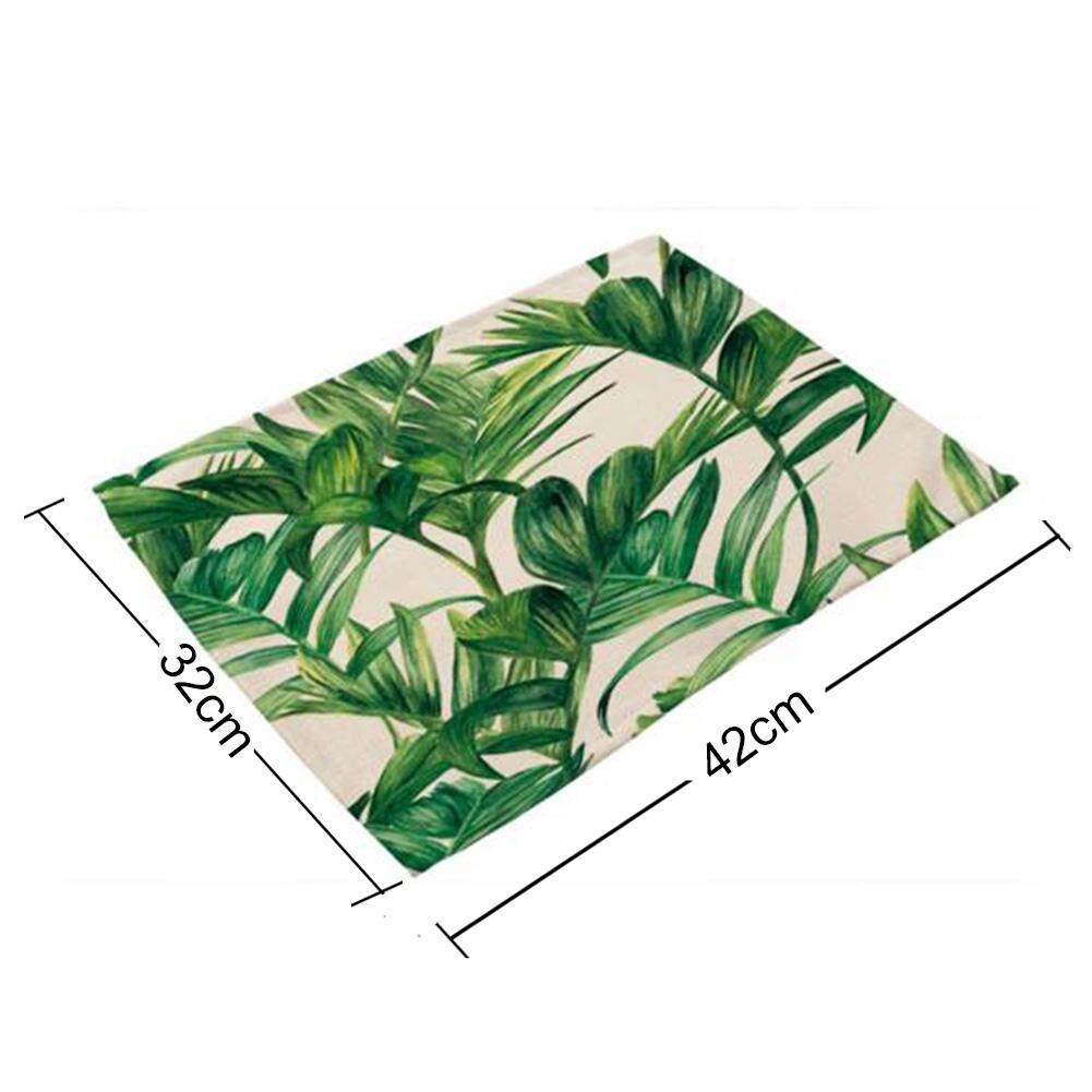 Xanh lá in hoa văn chịu nhiệt placemat cotton và vải lanh placemat